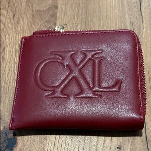 CXL by Christian Lacroix Viere Red Python Smooth Zip Around Faux Leather Wallet